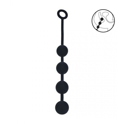 Round Silicone Anal Balls - L - 40mm - Black