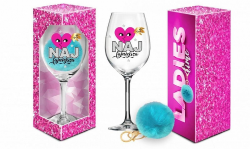 Zestaw: Kieliszek do wina 700ml + pompon  - Najfajniejsza
