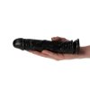 Żylaste czarne dildo na przyssawce sztuczny penis 18 cm