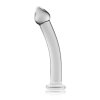 Szklane gładkie dildo zakrzywione przeźroczyste 17 cm