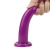 Gładkie zakrzywione dildo analne przyssawka fioletowe 14 cm