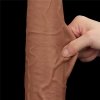 Dildo King size z ruchomą skórą Dual Layer Dong Brown 34cm