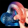 Żelowy penis dildo z przyssawką dwukolorowy 19 cm