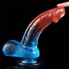 Żelowy penis dildo z przyssawką dwukolorowy 19 cm