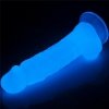 Świecący w ciemności dildo penis niebieski Lovetoy 21,5 cm