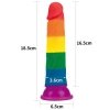 Kolorowe dildo na przyssawce tęczowe lgbt 17,5 cm