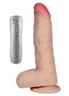 Miękki realistyczny wibrator rotacje dildo z jądrami na pilota 19cm