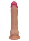 Elastyczny penis na przyssawce z czerwonym żołędziem 17,8 cm