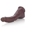 Elastyczne brązowe dildo na przyssawce penis z jądrami 21,5 cm