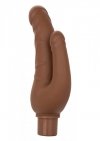 Podwójne realistyczne dildo wibrujące brązowe