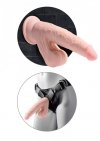 Żylasty penis z przyssawką dildo z ruchomymi jądrami 17,8 cm