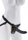 Strap-on uprząż sztuczny penis żylaste czarne dildo dla lesbijek