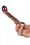 Szklane dwustronne dildo z wypustkami punkt g 18 cm