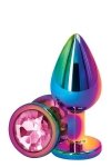 Klasyczny korek analny wtyczka multicolor z różowym diamentem