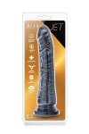 Czarne metaliczne dildo z żyłami sztuczny penis na przyssawce 22 cm
