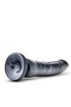 Czarne metaliczne dildo z żyłami sztuczny penis na przyssawce 22 cm