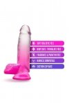 Żelowe dildo penis z jądrami na przyssawce różowy 15 cm