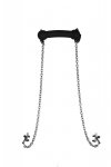 Silicone Bit Gag with Nipple Clamps - Black