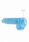 Realistyczne żelowe dildo penis na przyssawce niebieski  15 cm