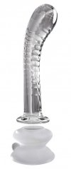 Szklane profilowane dildo punkt g z przyssawką 18 cm
