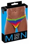 Męskie stringi kolorowe tęczowe Men Thong Rainbow L