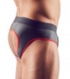 Błyszczące neoprenowe jockstrapy z zamkiem rozpinane czerwone przeszycie Men´s Jock S