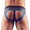Błyszczące neoprenowe jockstrapy z zamkiem rozpinane niebieskie przeszycie Men´s Jock L