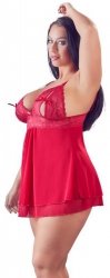 Czerwona sexy koszulka babydoll plus size Cottelli 2XL