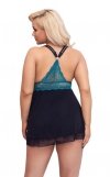 Błękitno - czarna koszulka babydoll Cottelli 2XL