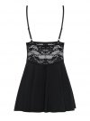 Obsessive koszulka nocna 810-BAB-1 babydoll i stringi czarna  S/M