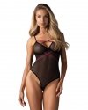 Czarne smukłe prześwitujące body erotyczne Obsessive Novenes XS/S