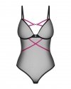 Czarne smukłe prześwitujące body erotyczne Obsessive Novenes XL/2XL