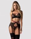 Czarny smukły komplet bielizny prześwitujący Obsessive Novenes XL/2XL