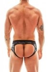 Męskie seksowne jockstrapy bokserki khaki ciemne Electro jock bikini M