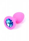 Korek analny z diamentem silikon Jewellery Pink Small- Light Blue Diamond