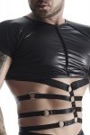 Męski t-shirt z wetlooka z dekoracyjnymi wstawkami z taśmy i gumy XL