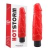 Wibrujące dildo z żyłami czerwone 23,8 cm