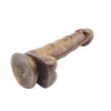 Penis dildo w kolorze brązu z jądrami i mocną przyssawką 19cm