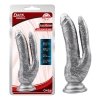 Realistyczne waginalno analne dildo z przyssawką srebrne