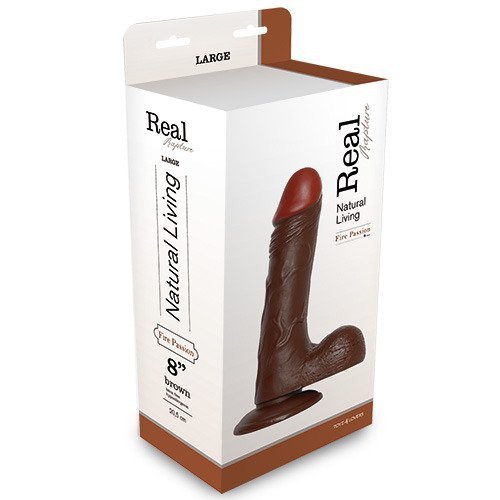 Realistyczne brązowe dildo z jądrami na przyssawce  20 cm