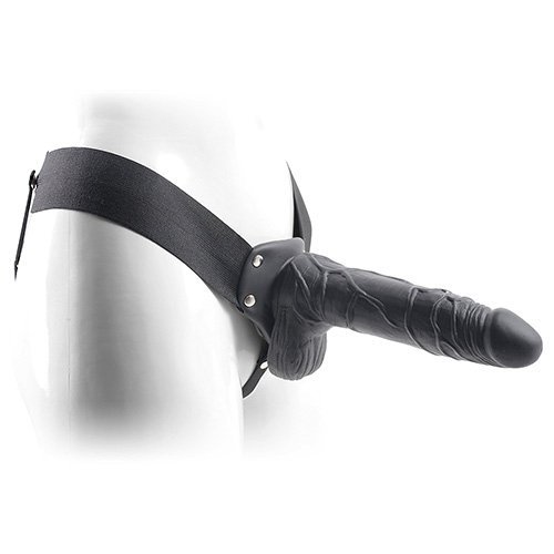 Realistyczna żylasta nakładka na penisa przedłużka z jądrami strap on czarna 20 cm