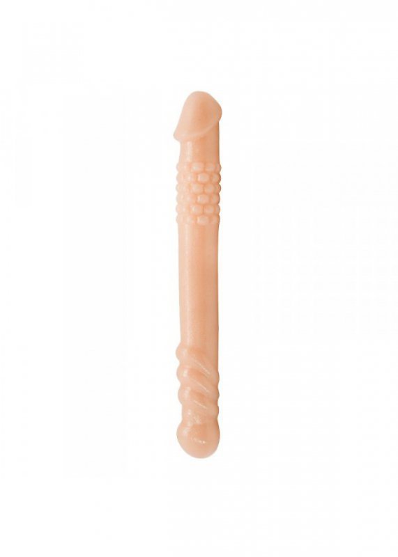 Dwustronne cieliste dildo z wypustkami 25 cm
