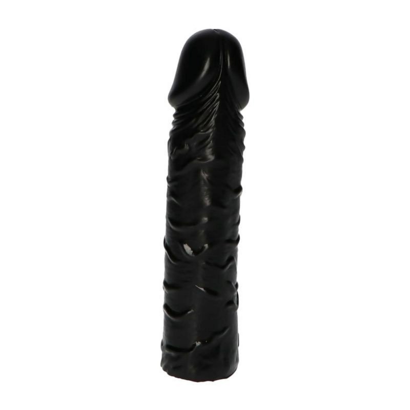 Realistyczne żylaste dildo analne czarne 18 cm