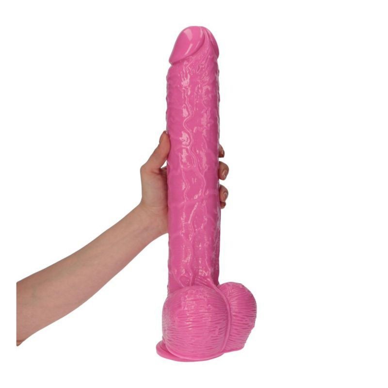 Ogromne dildo z jądrami na przyssawce 40 cm