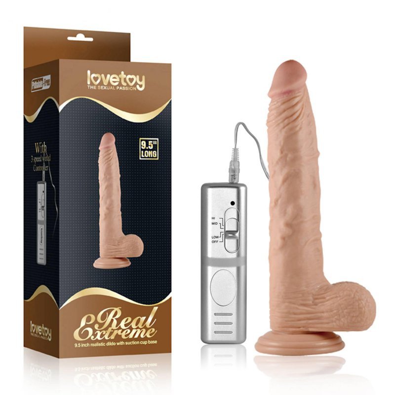 Giętkie wibrujące dildo na przyssawce 24 cm
