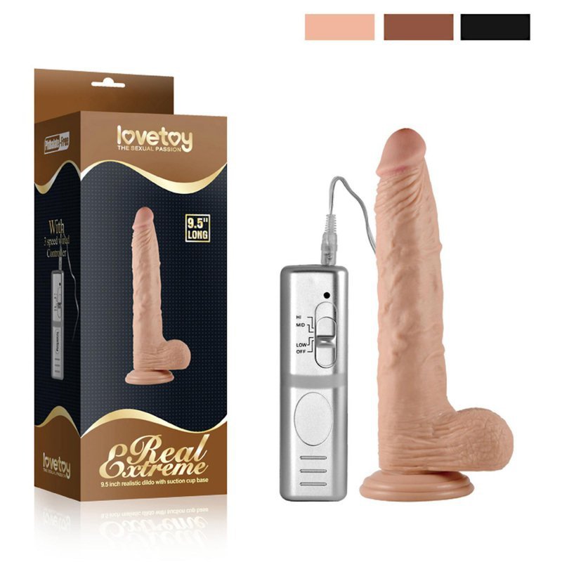 Giętkie wibrujące dildo na przyssawce 24 cm
