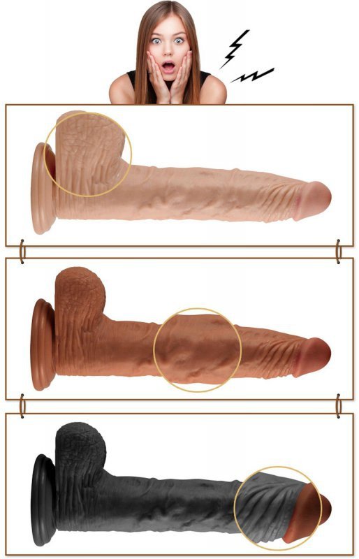 Giętkie wibrujące dildo na przyssawce 24 cm