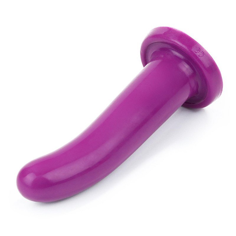 Gładkie zakrzywione dildo analne przyssawka fioletowe 14 cm