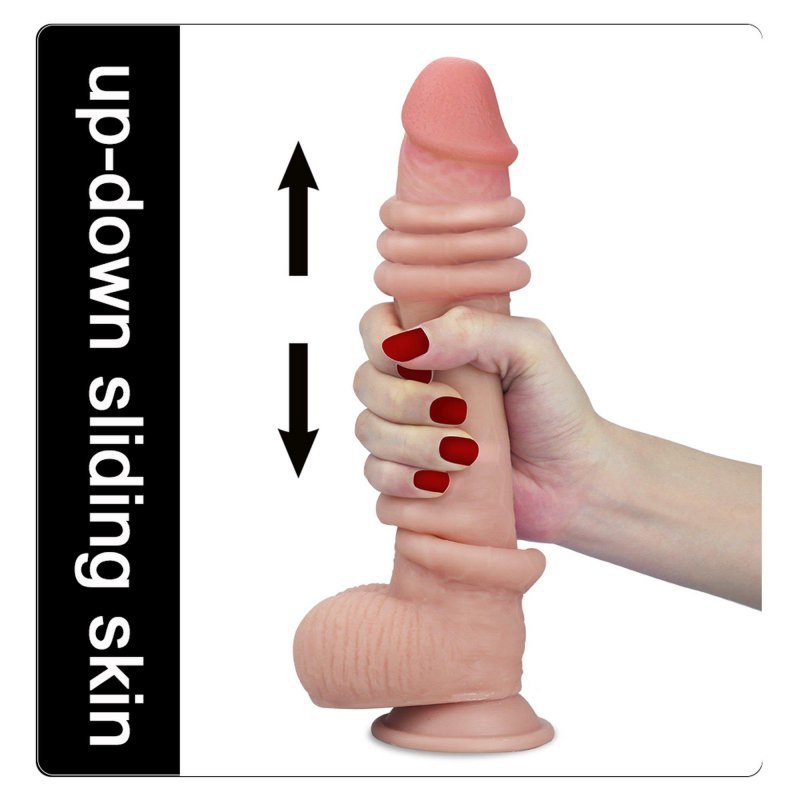 Dildo realistyczne z ruchomą skórą 9'' 