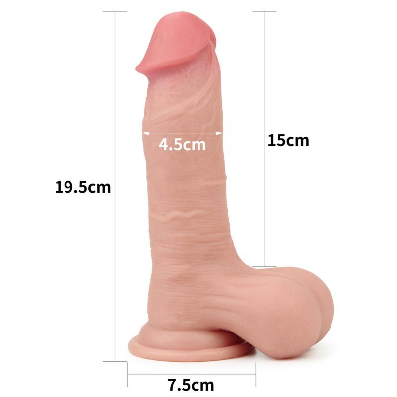 Cielisty naturalny penis dildo Lovetoy z ruchomą skórą 20 cm